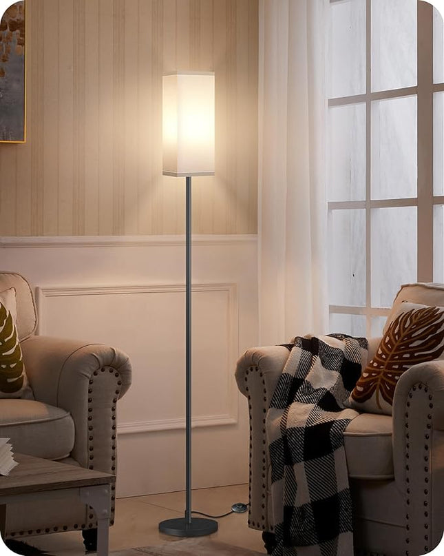 Floor Lamp, Pole Lamp with Foot Switch, Modern Standing Lamp Lampshade, Minimalist Freestanding Lamp (Bulb Not Included), for Living Room, Bedroom Office FCC Listed, Black and White CW07LD05 - LeafyLoom
