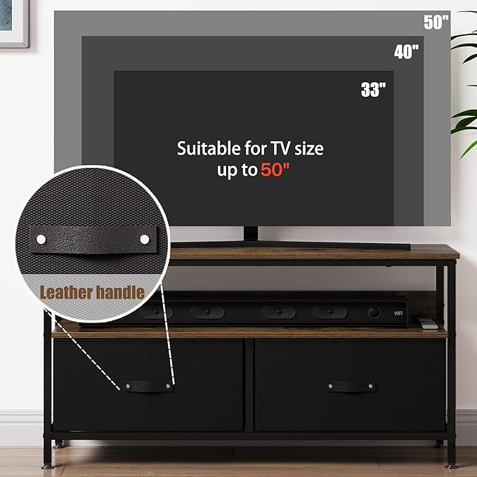 IDEALHOUSE Dresser TV Stand 50 Inch Entertainment Center with Storage TV Stand for Bedroom Small TV Stand Dresser with Drawers and Shelves, TV & Media Console Table Furniture for Living Room, Brown - LeafyLoom