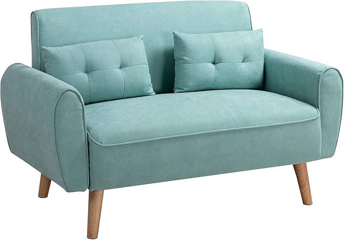 Shintenchi 47" Loveseat Wood Sofa, Green, Simple Assembly - LeafyLoom