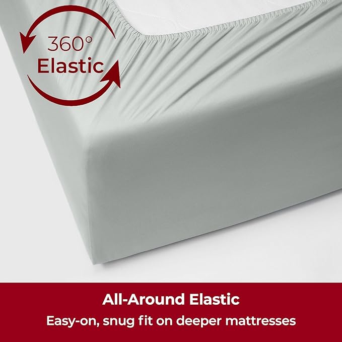 Mellanni Extra Deep King Sheets - 4 PC Iconic Collection Bedding Sheets & Pillowcases - Hotel Luxury, Ultra Soft, Cooling Bed Sheets - Extra Deep Pocket up to 21 inch (King, Spa Mint) - LeafyLoom