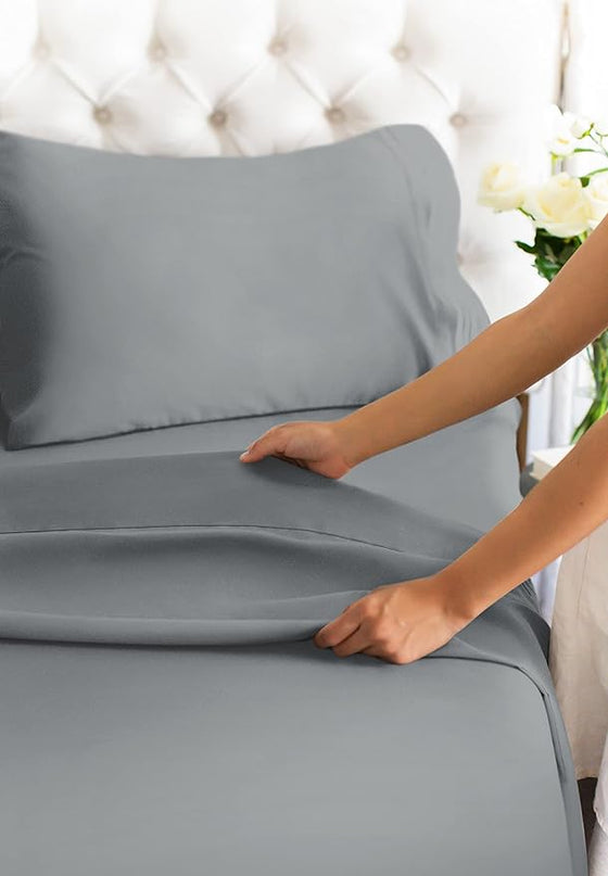 Twin Size 3 Piece Sheet Set - Comfy Breathable & Cooling Sheets - Hotel Luxury Bed Sheets for Women & Men - Deep Pockets, Easy-Fit, Soft & Wrinkle Free Sheets - Steel Blue Oeko-Tex Bed Sheet Set - LeafyLoom