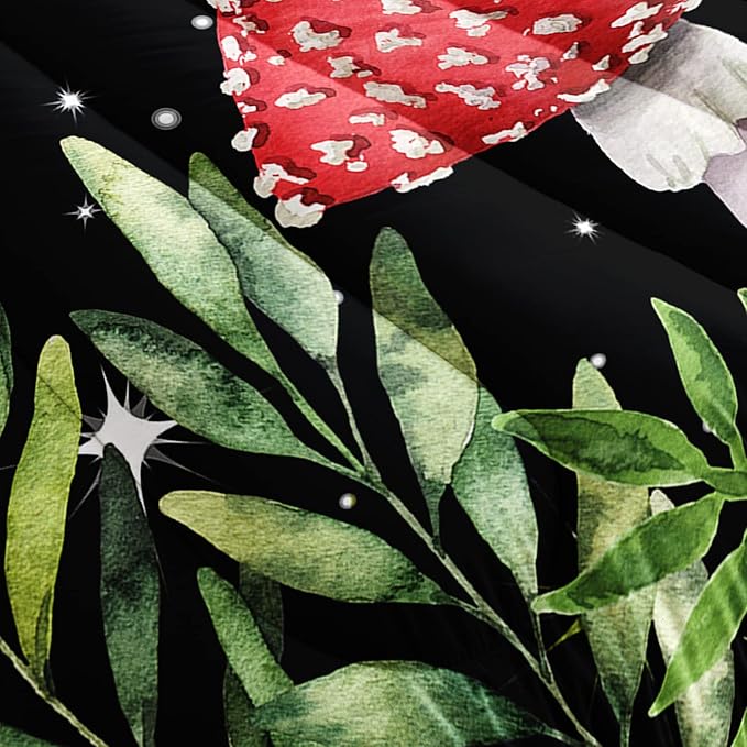 Galaxy Mushroom Comforter Set Full Size Kids Mushroom Bedding Set Leaves Quilt Bed Set for Boys Girls Adults with 1 Comforter and 2 Pillowcases - LeafyLoom