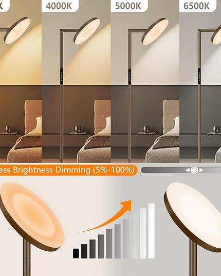 LED Floor Lamp,69" Tall Lamp with Remote & Touch Control,Dimmable Brightness Color Temperature Standing Lamp for Living Room Bedroom Classroom Office,Brown - LeafyLoom