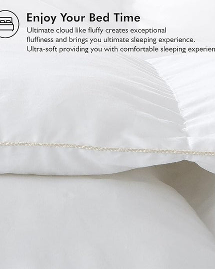 Luxurious King/California King Size Goose Down Fiber Waterfowl Feather Fiber Comforter Duvet, 100% Egyptian Cotton Cover, 58 oz. Fill Weight, Baffle Box Design, White Solid - LeafyLoom