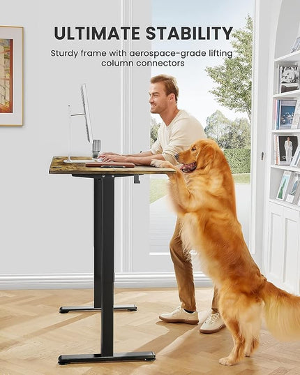 ErGear Height Adjustable Electric Standing Desk, 55 x 28 Inches Sit Stand up Desk, Memory Computer Home Office Desk (Vintage Brown) - LeafyLoom