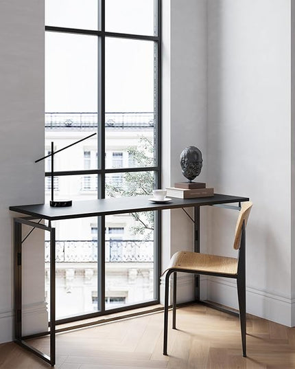 Folding Desk 30 Inch - Small Foldable Desk for Small Space Minimalist, Space Saving Collapsible Compact Desk Portable Table for Craft, Writing, Study and Work (No Assembly Required) - LeafyLoom