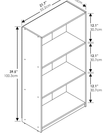FURINNO Basic 3-Tier Bookcase/Bookshelf/Storage Shelves, Natural Oak - LeafyLoom
