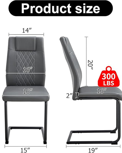 NicBex Dining Chairs Set of 6 Modern Faux Leather High Back Dining Room Kitchen Chairs with Black Metal Legs,Side Chairs for Dining Room, Kitchen,Living Room, and Restaurants,Gray - LeafyLoom