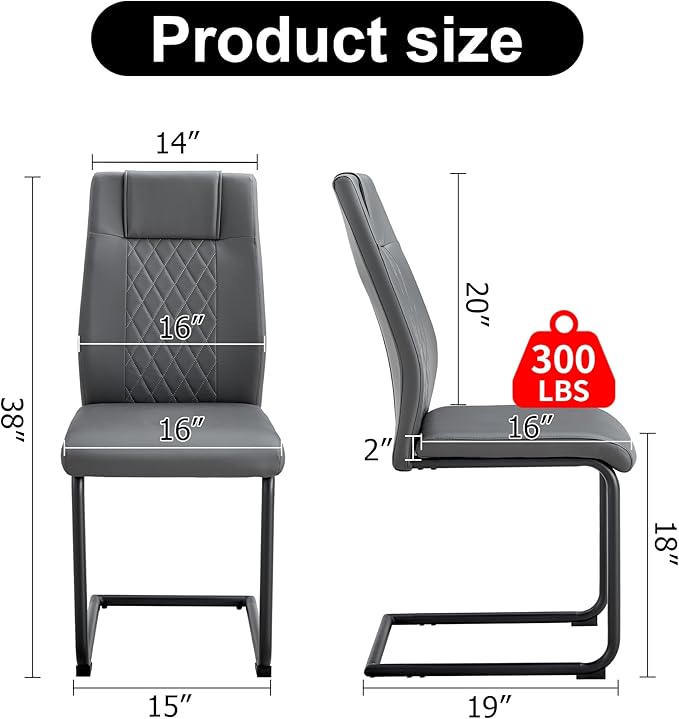 NicBex Dining Chairs Set of 6 Modern Faux Leather High Back Dining Room Kitchen Chairs with Black Metal Legs,Side Chairs for Dining Room, Kitchen,Living Room, and Restaurants,Gray - LeafyLoom