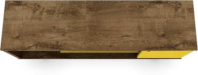 Manhattan Comfort Liberty Mid Century Modern TV Stand for Televisions up to 50 Inches, Bedroom and Living Room Entertainment Center with Storage, Shelves, and Cabinet, 53" Wide, Rustic Brown/Yellow - LeafyLoom