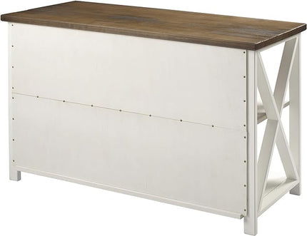 Walker Edison 2 Tier Modern Farmhouse Wood Bookcase Bookshelf Storage Home Office Storage Cabinet, 52 Inch, White - LeafyLoom