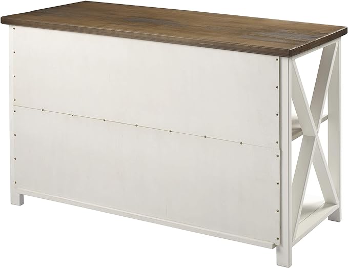 Walker Edison 2 Tier Modern Farmhouse Wood Bookcase Bookshelf Storage Home Office Storage Cabinet, 52 Inch, White - LeafyLoom