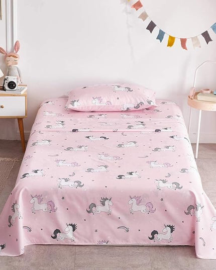 Uozzi Bedding Bed in a Bag 7 Pieces Queen Size Unicorn Pink with Rainbow Star - Soft Microfiber, Reversible Bed Comforter Set (1 Comforter, 2 Pillow Shams, 1 Flat Sheet, 1 Fitted Sheet, 2 Pillowcases) - LeafyLoom