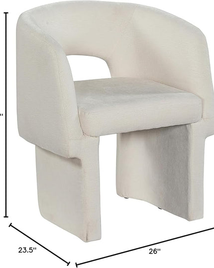 Meridian Furniture Emmet Collection Modern | Contemporary Dining Accent Chair with Rich Fabric, Steel Inner Frame, 26" W x 23.5" D x 30" H, Cream - LeafyLoom