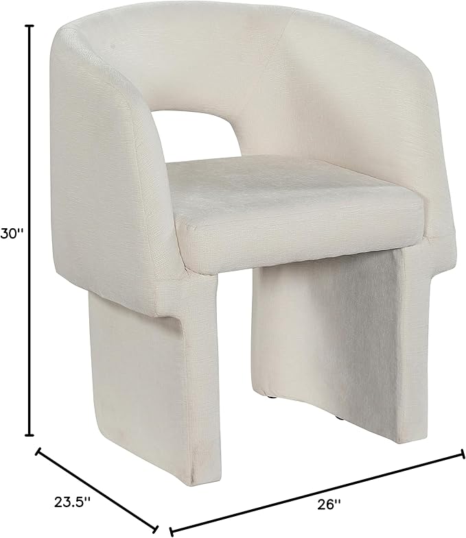 Meridian Furniture Emmet Collection Modern | Contemporary Dining Accent Chair with Rich Fabric, Steel Inner Frame, 26" W x 23.5" D x 30" H, Cream - LeafyLoom