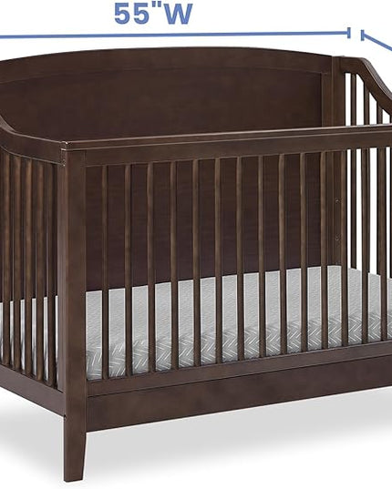 Delta Children Campbell 6-in-1 Convertible Crib - Greenguard Gold Certified, Walnut Espresso - LeafyLoom