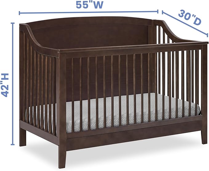 Delta Children Campbell 6-in-1 Convertible Crib - Greenguard Gold Certified, Walnut Espresso - LeafyLoom