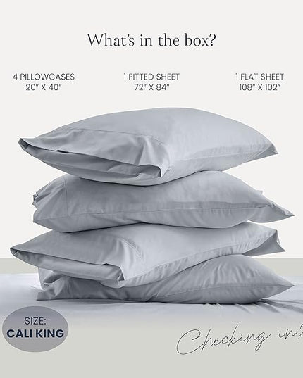 BELADOR Silky Soft Cali King Sheet Set -Luxury 6 Piece Bed Sheets for California King Size Bed, Secure-Fit Deep Pocket Sheets with Elastic, Breathable Hotel Sheets & Pillowcase Set, Wrinkle Free - LeafyLoom