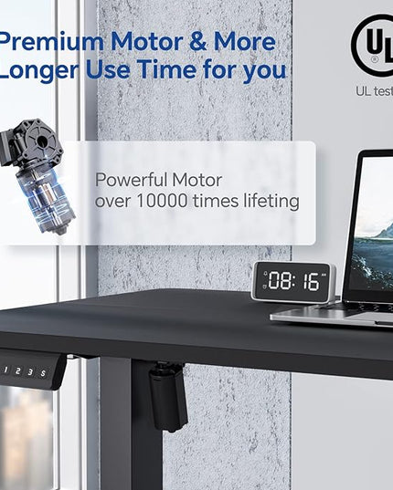 Standing Desk, Height Adjustable Desks with Powerful Motor and Cable Management,electric Sit Stand Desk with Hight Preset Design for Home Office Use 55x24 in Black - LeafyLoom