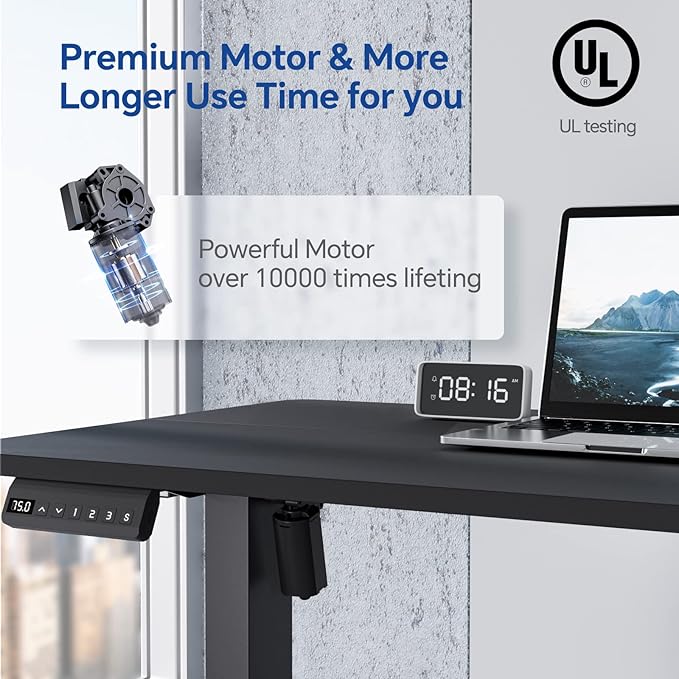 Standing Desk, Height Adjustable Desks with Powerful Motor and Cable Management,electric Sit Stand Desk with Hight Preset Design for Home Office Use 55x24 in Black - LeafyLoom
