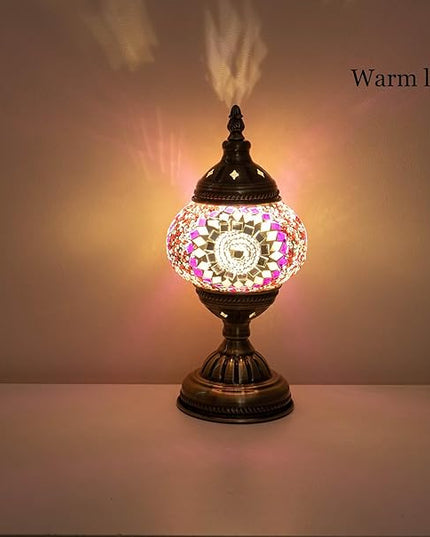 Turkish Mosaic Lamp Bohemian Tiffany Style Moroccan Stained Glass Decorative Bedside Lamps - LeafyLoom
