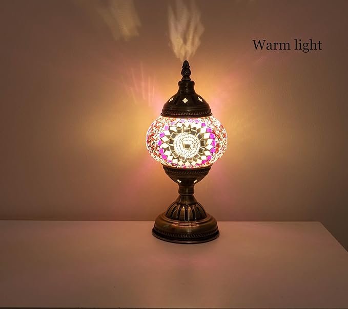 Turkish Mosaic Lamp Bohemian Tiffany Style Moroccan Stained Glass Decorative Bedside Lamps - LeafyLoom