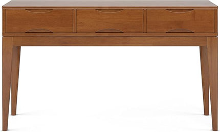 SIMPLIHOME Harper SOLID HARDWOOD 54 Inch Wide Mid Century Modern Console Sofa Table in Teak Brown, for The Living Room Entryway and Bedroom - LeafyLoom