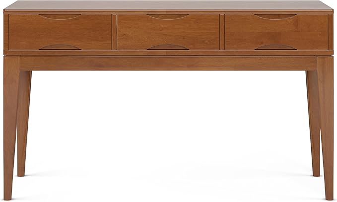 SIMPLIHOME Harper SOLID HARDWOOD 54 Inch Wide Mid Century Modern Console Sofa Table in Teak Brown, for The Living Room Entryway and Bedroom - LeafyLoom