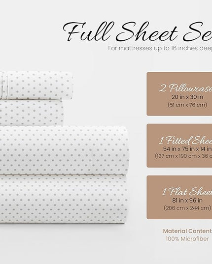 Linen Market 4 Piece Full Bedding Sheet Set (Gray Stippled) - Sleep Better Than Ever with These Ultra-Soft & Cooling Bed Sheets for Your Full Size Bed - Deep Pocket Fits 16" Mattress - LeafyLoom