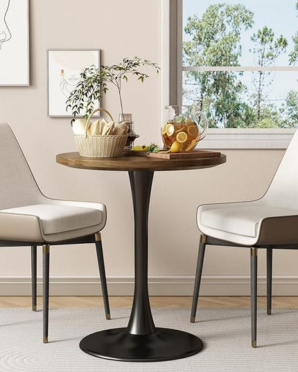 Wood Round Table Modern Dining Table Tulip Round Kitchen Table Wooden Mid Century Coffee Table for Living Room 24 inch - LeafyLoom