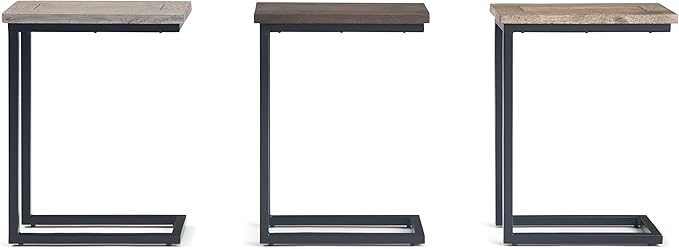 SIMPLIHOME Skyler Solid Mango Wood and Metal 18 inch wide Rectangle End Table C Side Table in Beach Brown, Fully Assembled, for the Living Room and Bedroom - LeafyLoom