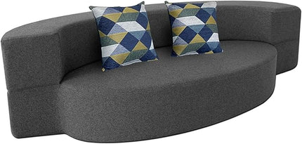 Modern Folding Sofa Bed Couch Memory Foam with 2 Pillows Sleeper sofa futon couch for Bedroom Living Room Guests, Washable Set, Stylish Oval 76''L × 41.5''D × 10''H,Dark Gray - LeafyLoom