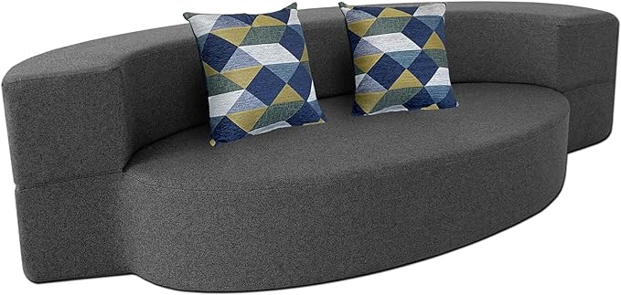 Modern Folding Sofa Bed Couch Memory Foam with 2 Pillows Sleeper sofa futon couch for Bedroom Living Room Guests, Washable Set, Stylish Oval 76''L × 41.5''D × 10''H,Dark Gray - LeafyLoom