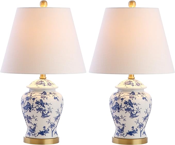 JONATHAN Y JYL3005A-SET2 Set of 2 Table Lamps Penelope 22" Chinoiserie Classic,Cottage,Traditional,for Bedroom, Living Room, Office, College Dorm, Coffee Table, Bookcase, Blue/White - LeafyLoom