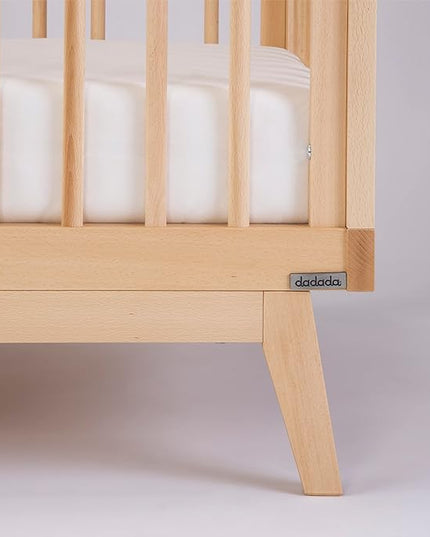 dadada Baby Soho 3-in-1 Convertible Crib to Toddler Bed – Wooden Crib Made in Italy, GREENGUARD Gold Certified Small Baby Crib – Baby-Safe Finish, Modern Design (Natural) - LeafyLoom