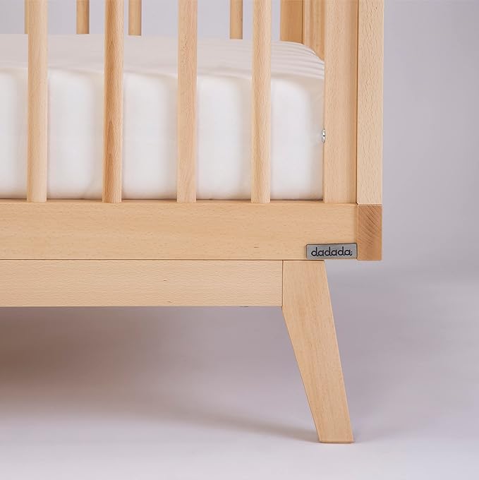 dadada Baby Soho 3-in-1 Convertible Crib to Toddler Bed – Wooden Crib Made in Italy, GREENGUARD Gold Certified Small Baby Crib – Baby-Safe Finish, Modern Design (Natural) - LeafyLoom