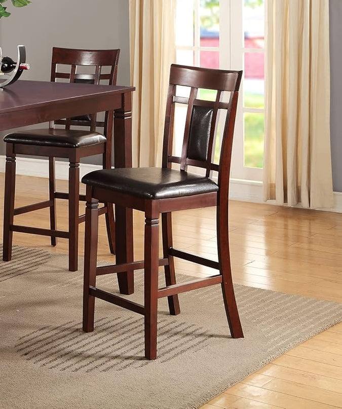 NicBex Dining Room Table Set for 4 Bar Table and Chairs Set Modern Contemporary 5Pc Dining Set with Unique Eyelet Back and 4 Chairs Cushion Seats Dining Room Furniture, Brown - LeafyLoom