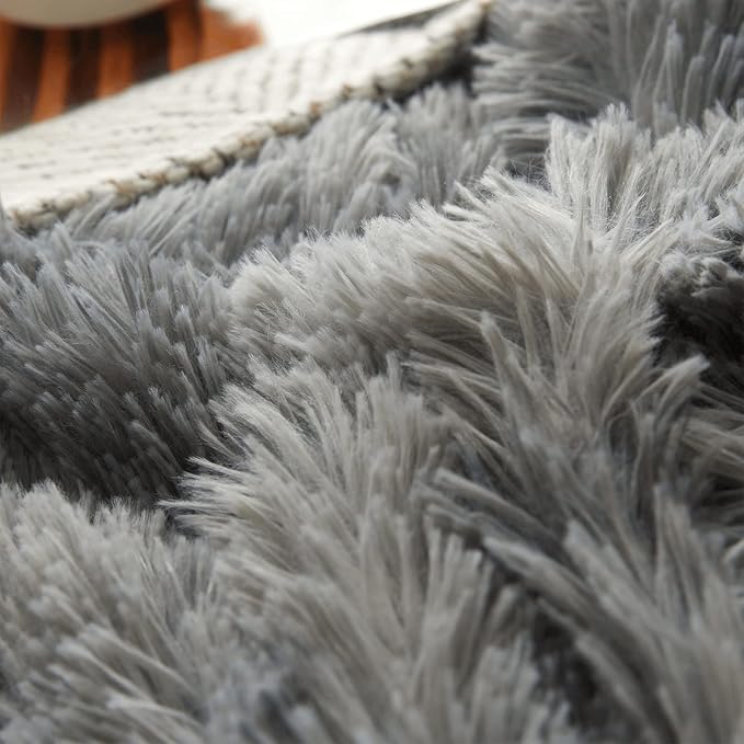 Tie dye Dark Gray Plush Fluffy Comforter Cover Set Queen - Ultra Soft Faux Fur tie dye Bedding Sets 3 Pieces (1 Shaggy Duvet Cover + 2 Pillow case) Fluffy Bed Set (Tie Dye Dark Gray, Queen) - LeafyLoom