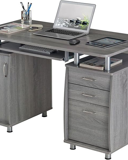 Techni Mobili Small Computer Desk in Gray - LeafyLoom
