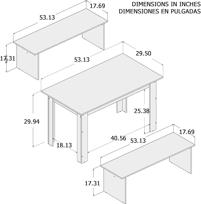 Boahaus Denali Dining Set, 2 benches - LeafyLoom