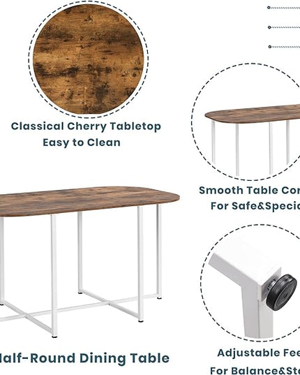7-Piece Modern Set-Compact 55-Inch Faux Marble Kitchen Table with 6 Chairs-Elegant and Practical Dining Room Furniture-White and Cherry Finish - LeafyLoom
