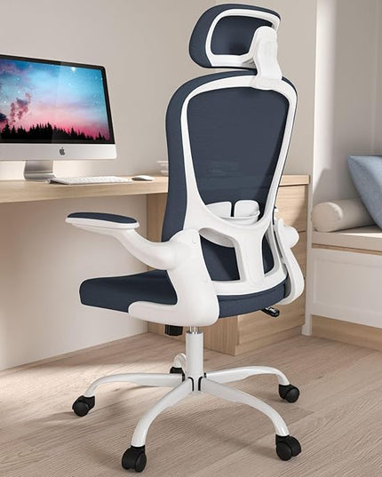 Office Chair, High Back Ergonomic Desk Chair, Breathable Mesh Desk Chair with Adjustable Lumbar Support and Headrest, Swivel Task Chair with flip-up Armrests, Executive Chair for Home Office - LeafyLoom