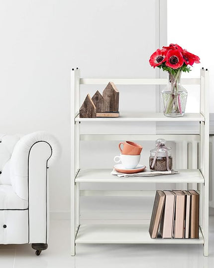 Casual Home 3-Shelf Folding Stackable Bookcase (27.5" Wide)-White - LeafyLoom