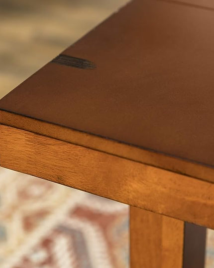 Walker Edison Rustic Farmhouse Wood Distressed Dining Room Table with Expandable Leaf Kitchen Table Set Dining Chairs, 60 Inch, 6-8 Person, Oak Brown - LeafyLoom