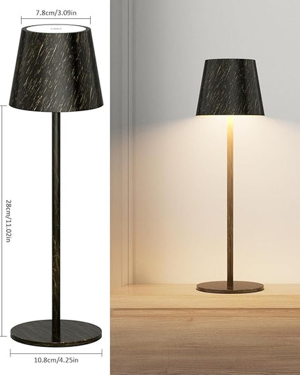 2 Pack Dimmable Table Lamp 3000k Warm White, IP54 Wireless Bottle Lamp for Indoor and Outdoor, 5000 mAh Rechargeable Table Lamp for Family, Restaurant & Bar(Copper) - LeafyLoom