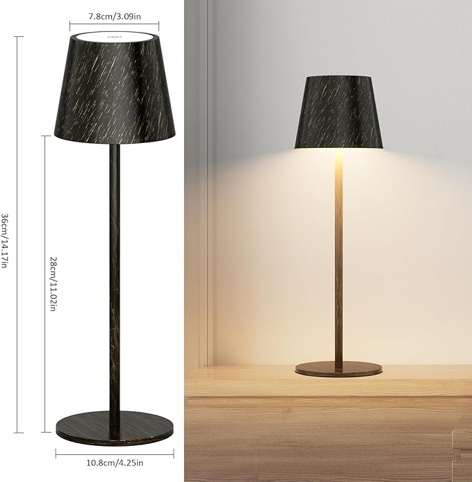 2 Pack Dimmable Table Lamp 3000k Warm White, IP54 Wireless Bottle Lamp for Indoor and Outdoor, 5000 mAh Rechargeable Table Lamp for Family, Restaurant & Bar(Copper) - LeafyLoom