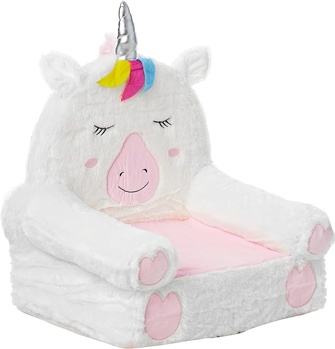 Amazon Basics Children's Plush Toddler Chair, Unicorn, Medium, Multicolor - LeafyLoom