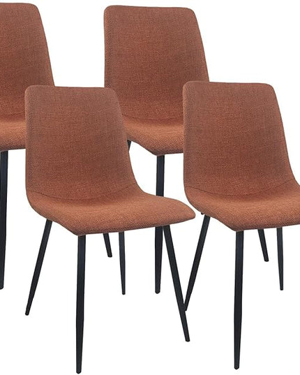 NicBex Dining Chairs Set of 4 Modern Upholstered Linen Dining Room Kitchen Chairs with Black Metal Legs,Side Chairs for Dining Room, Kitchen,Living Room, and Restaurants,Caramel - LeafyLoom
