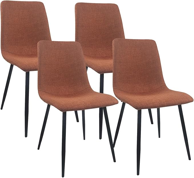 NicBex Dining Chairs Set of 4 Modern Upholstered Linen Dining Room Kitchen Chairs with Black Metal Legs,Side Chairs for Dining Room, Kitchen,Living Room, and Restaurants,Caramel - LeafyLoom