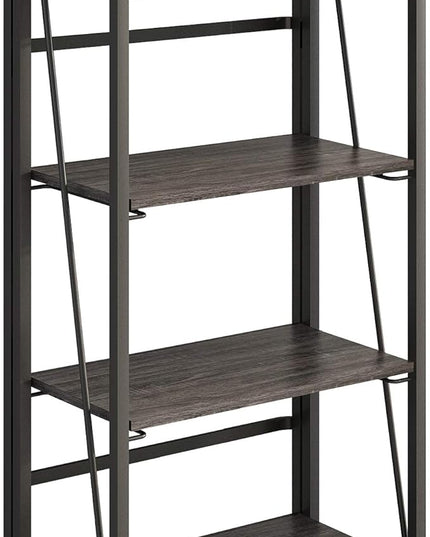 No-Assembly Folding Bookshelf Storage Shelves 4 Tiers Vintage Multifunctional Plant Flower Stand Storage Rack Shelves Bookcase for Home Office (Gray and Black-4, 4-Tier) - LeafyLoom